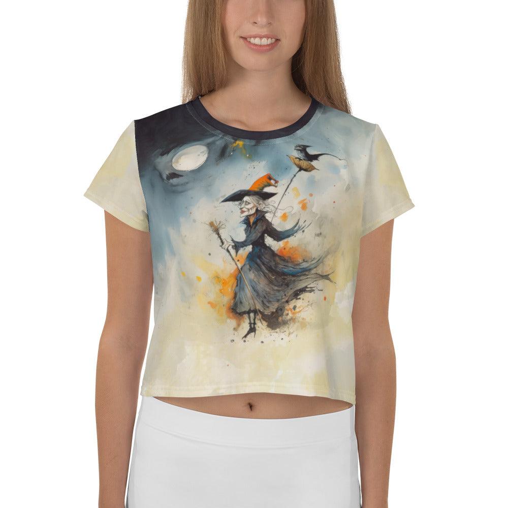 Haunted House Party Women's All-Over Print Crop T-Shirt - Beyond T-shirts