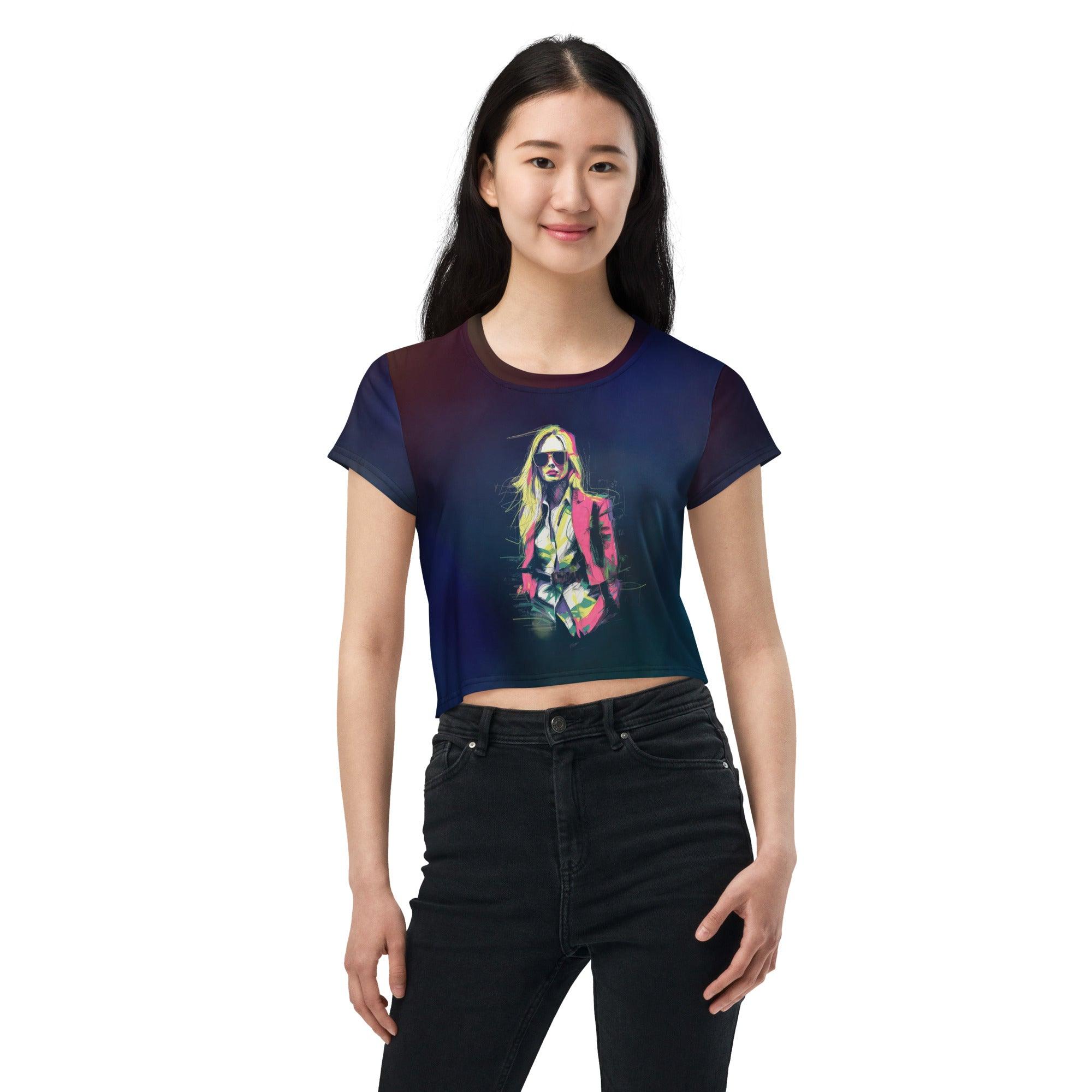 Cultural Fusion Women's All-Over Print Crop T-Shirt - Beyond T-shirts