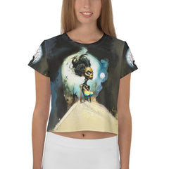 Ghostly Greetings Women's All-Over Print Crop T-Shirt - Beyond T-shirts