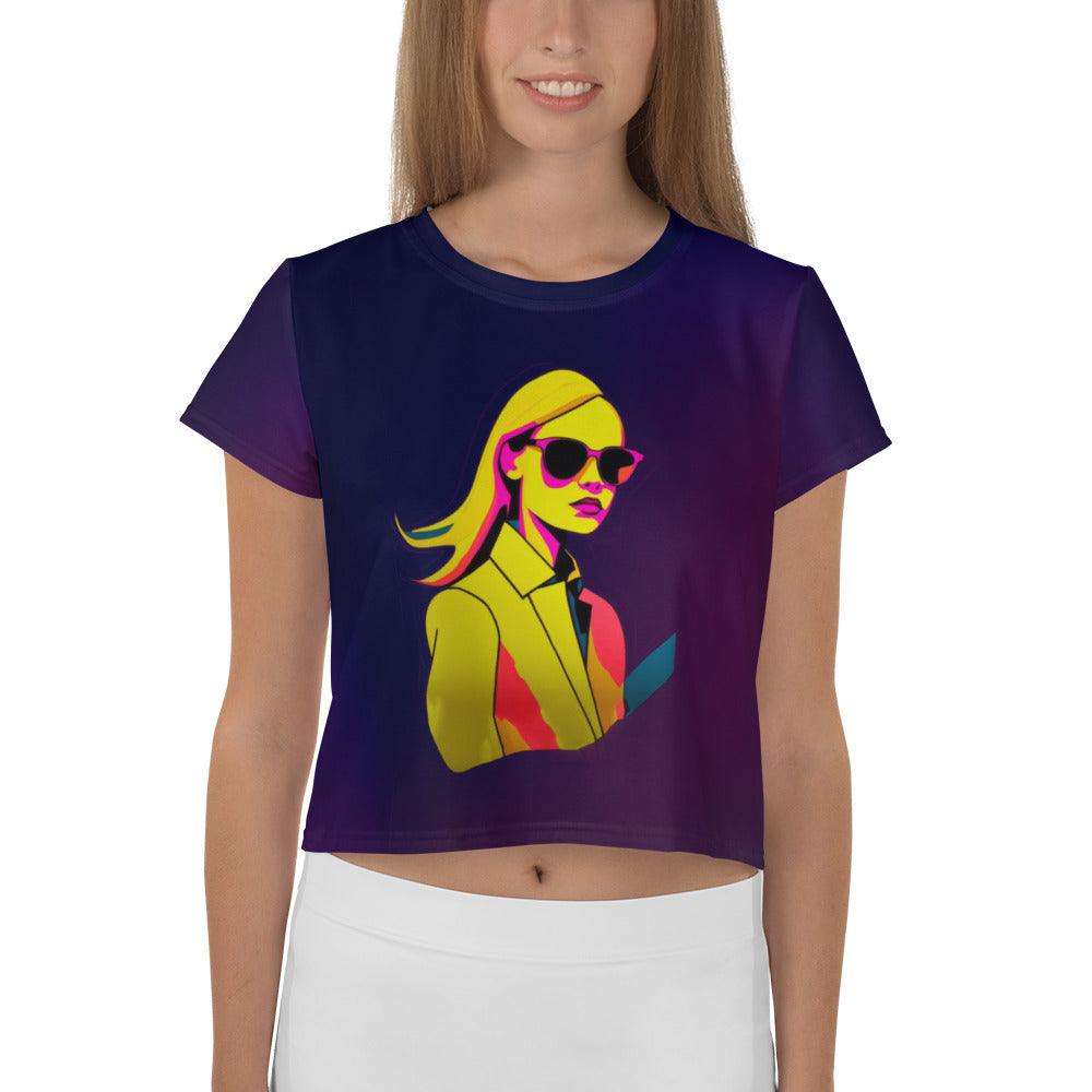 Rock 'n' Roll Rebel Women's All-Over Print Crop T-Shirt - Beyond T-shirts