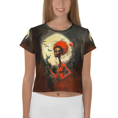 Skeleton Dance Party Women's All-Over Print Crop T-Shirt - Beyond T-shirts