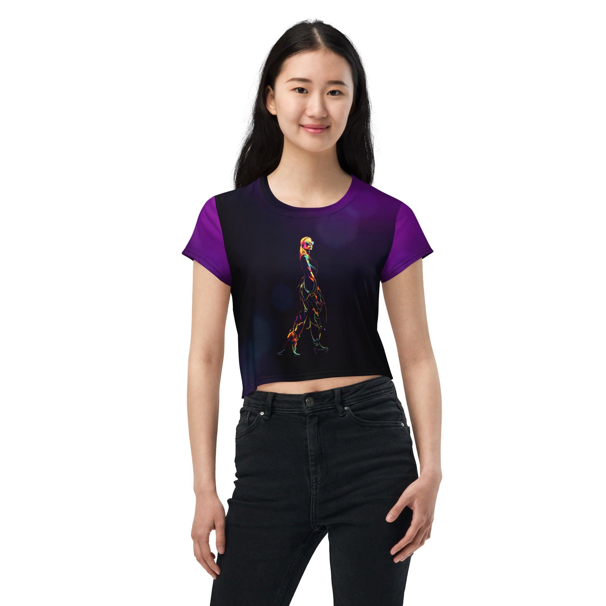 Retro Revival Women's All-Over Print Crop T-Shirt - Beyond T-shirts