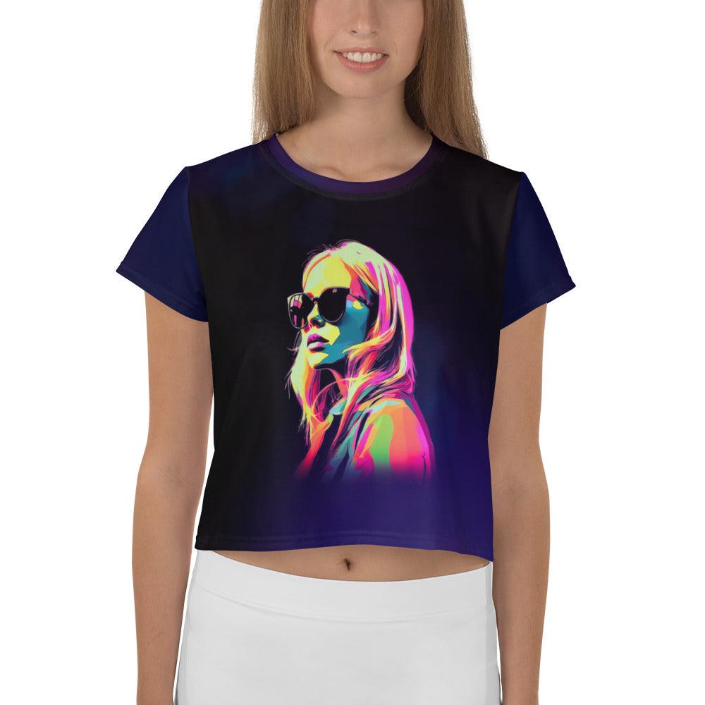 Abstract Artistry Women's All-Over Print Crop T-Shirt - Beyond T-shirts