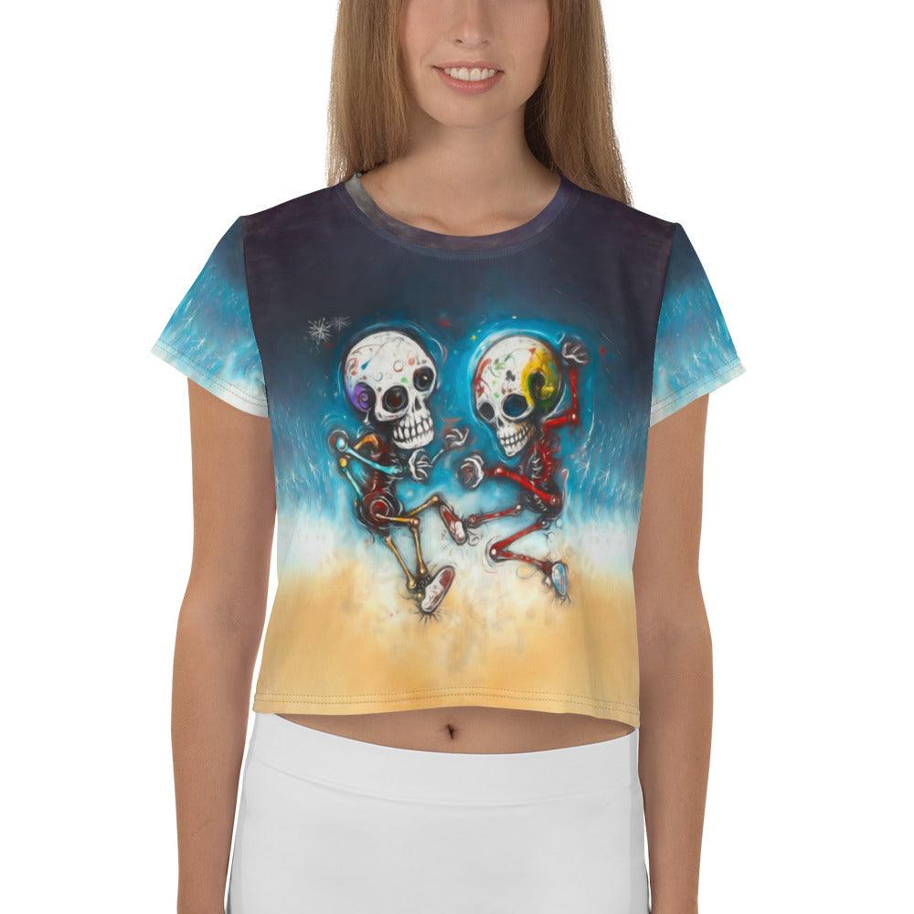 Halloween Harvest Women's All-Over Print Crop T-Shirt - Beyond T-shirts