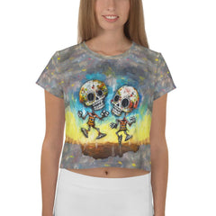 Haunted Cemetery Soiree Women's All-Over Print Crop T-Shirt - Beyond T-shirts