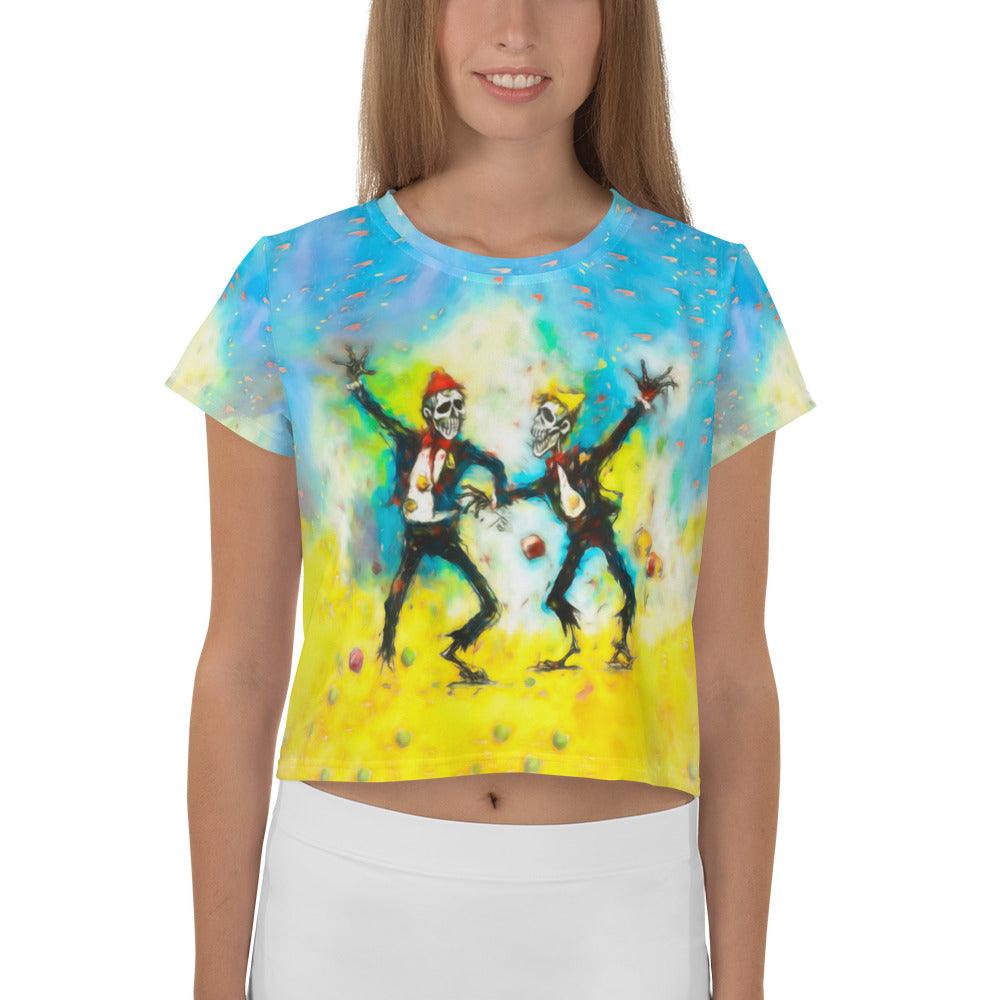 Fright Night Fiesta Women's All-Over Print Crop T-Shirt - Beyond T-shirts