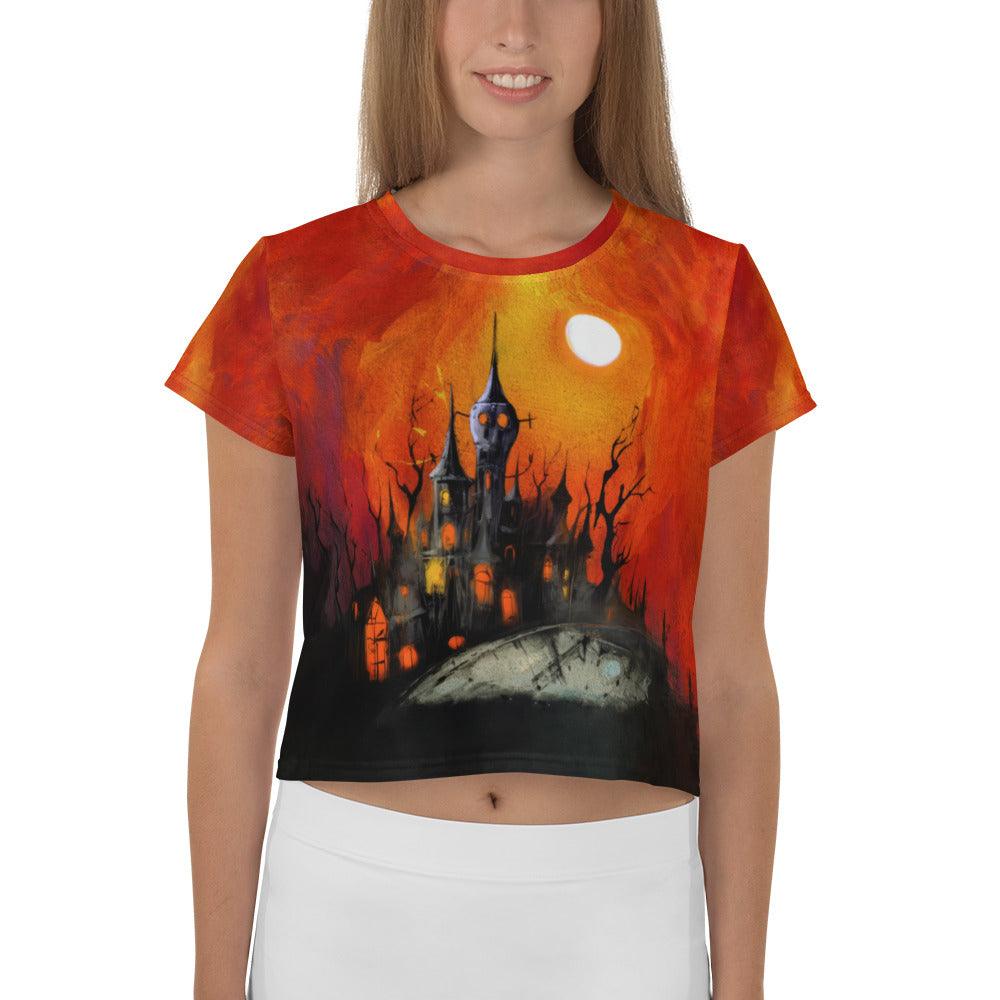 Candy Corn Chaos Halloween Crop T-Shirt - Beyond T-shirts