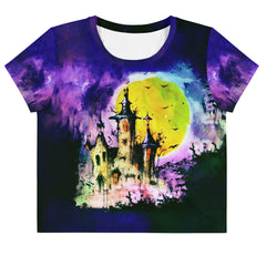 Moonlit Mysteries Halloween Crop T-Shirt - Beyond T-shirts