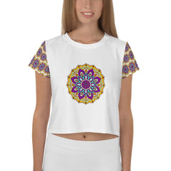 Lotus Blossom Mandala Crop T-Shirt - Beyond T-shirts