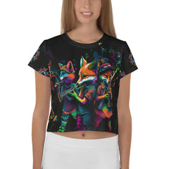 Jazzed Up Graffiti All-Over Print Crop T-Shirt - Beyond T-shirts