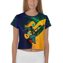 Groovy Melodies All-Over Print Crop T-Shirt - Beyond T-shirts