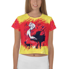 Saxophone Serenade All-Over Print Crop T-Shirt - Beyond T-shirts