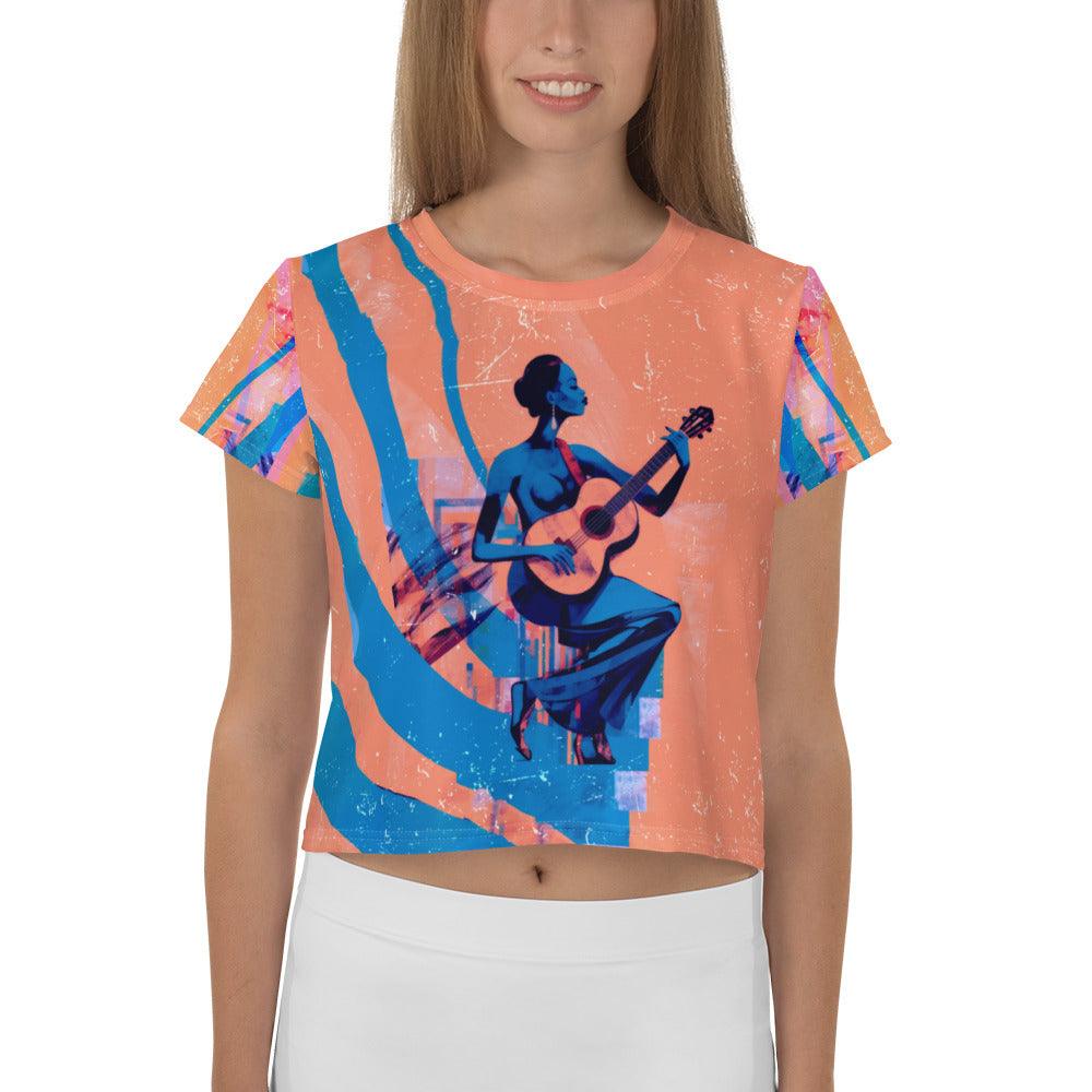 Vinyl Vibes All-Over Print Crop T-Shirt - Beyond T-shirts