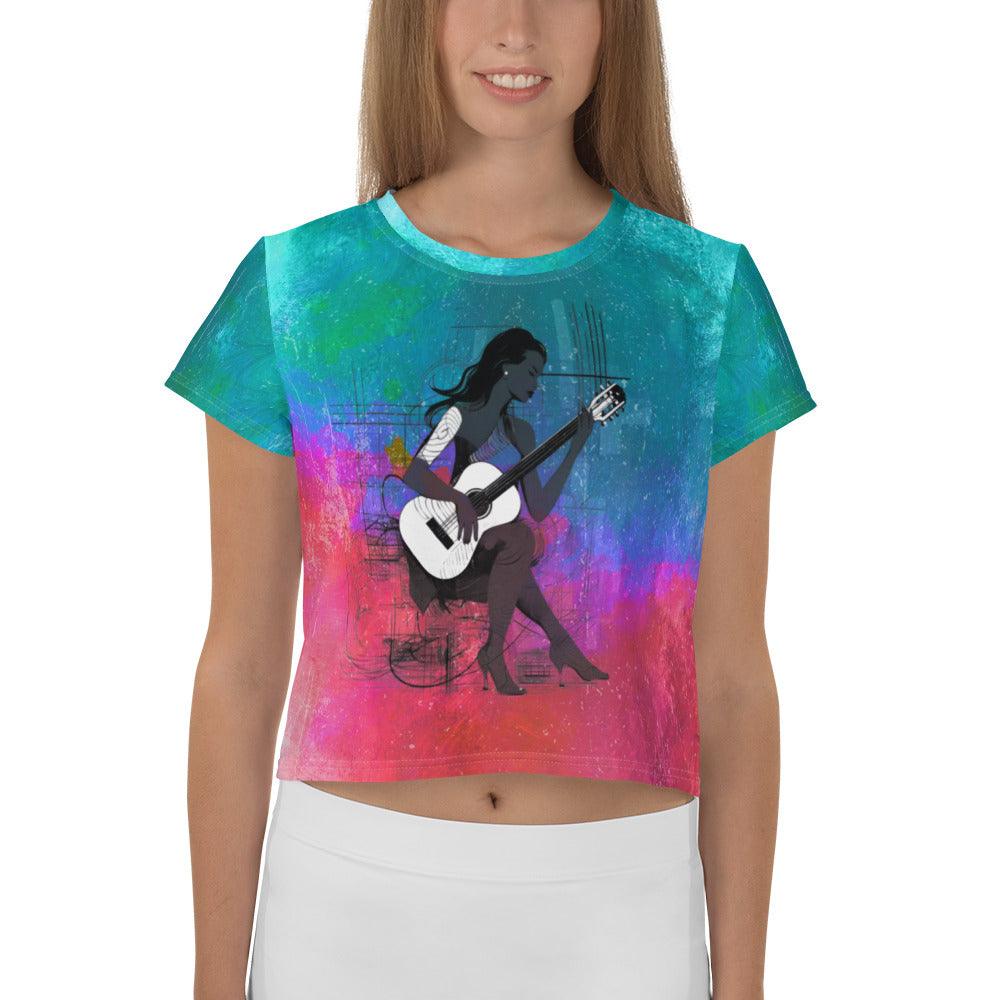 Guitar Solo All-Over Print Crop T-Shirt - Beyond T-shirts