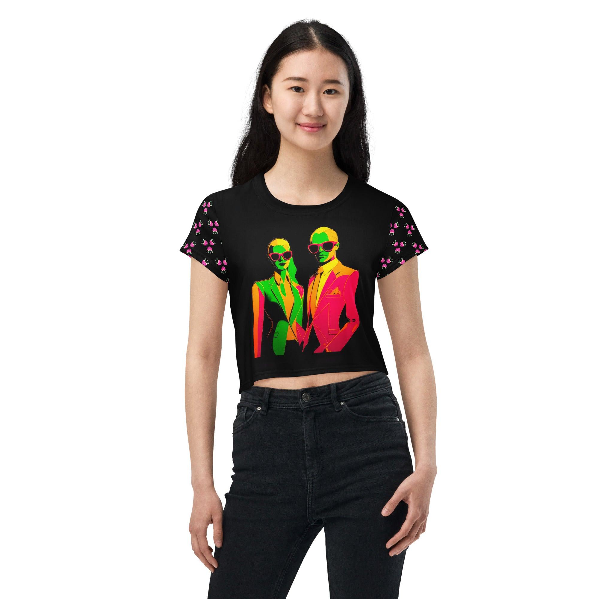 Vogue Visionary All-Over Print Crop T-Shirt - Beyond T-shirts