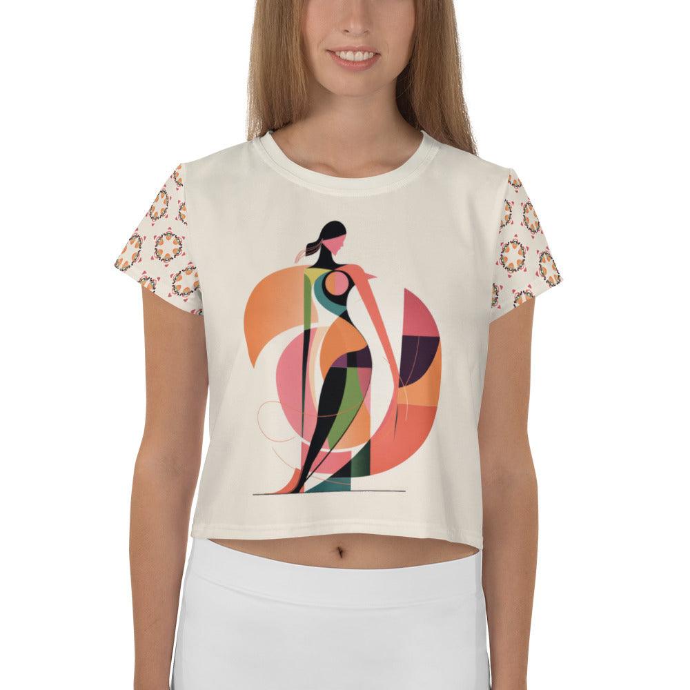 Artful Asymmetry All-Over Print Crop T-Shirt - Beyond T-shirts