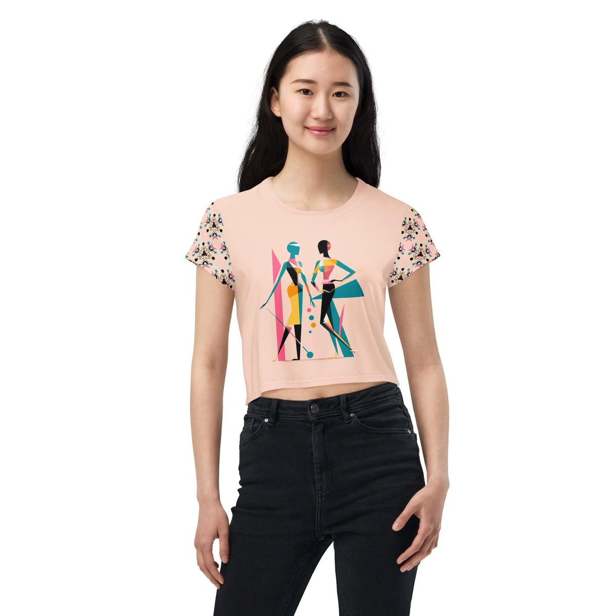 Whimsical Watercolors All-Over Print Crop T-Shirt - Beyond T-shirts