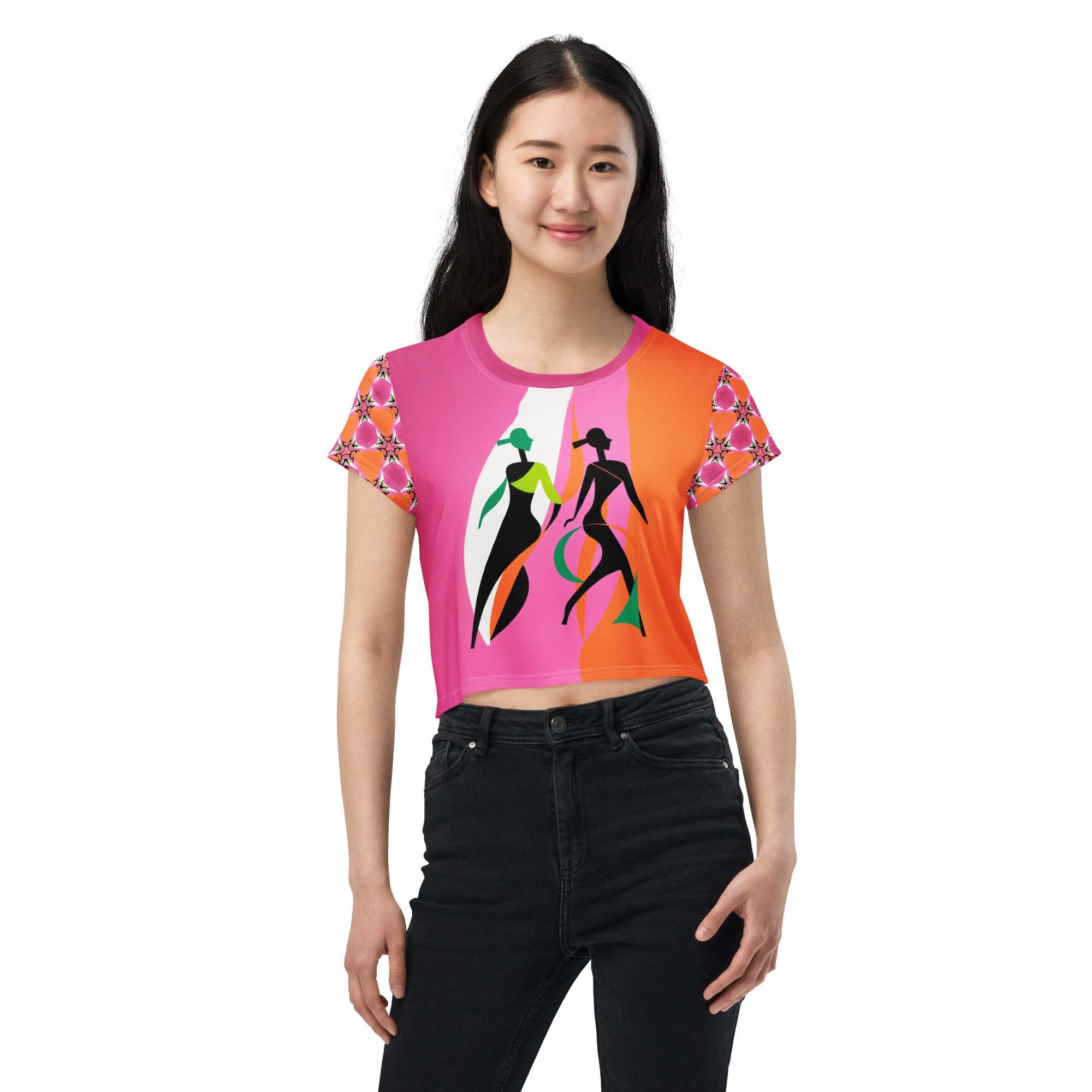 Urban Artistry Unleashed All-Over Print Crop T-Shirt - Beyond T-shirts