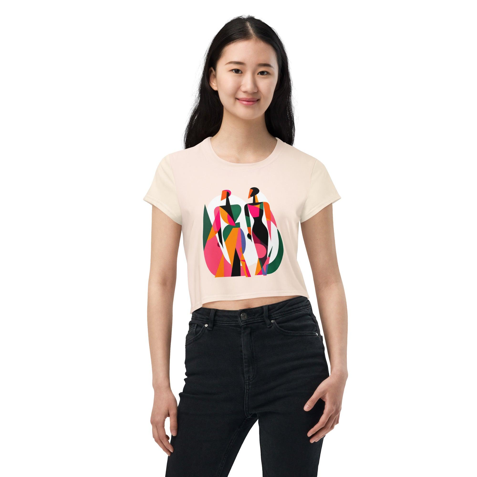 Fashionable Fusion Fiesta All-Over Print Crop T-Shirt - Beyond T-shirts