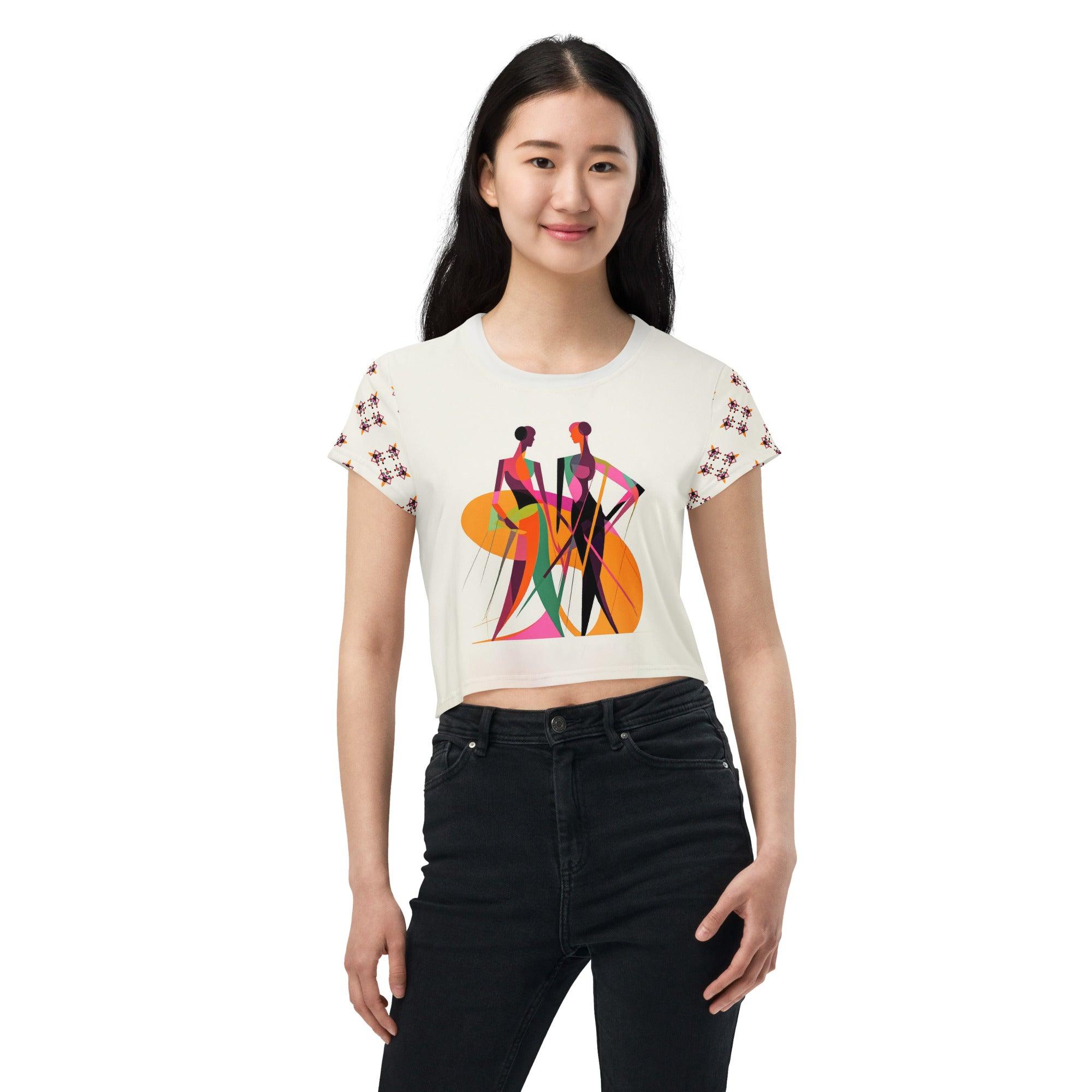 Artful Aesthetics All-Over Print Crop T-Shirt - Beyond T-shirts