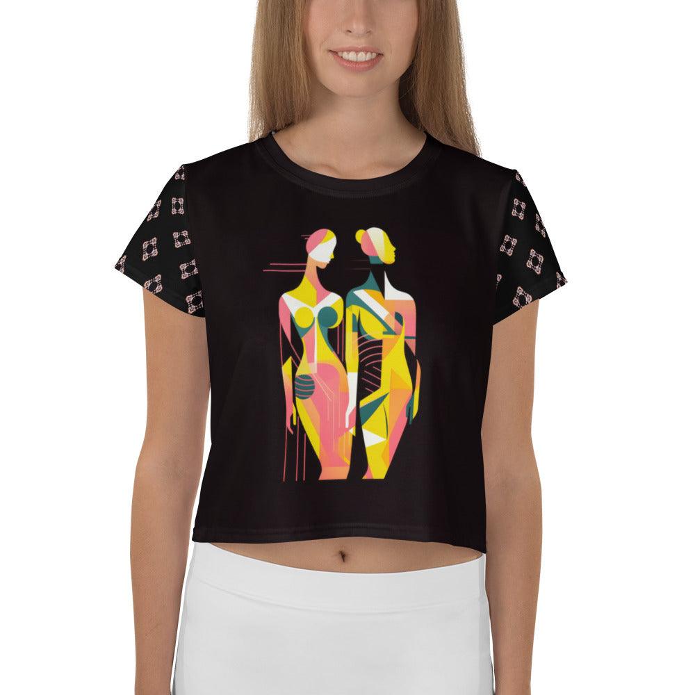 Artistic Fusion All-Over Print Crop T-Shirt - Beyond T-shirts