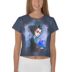 Witchy Elegance Women's Halloween Crop Tee - Beyond T-shirts