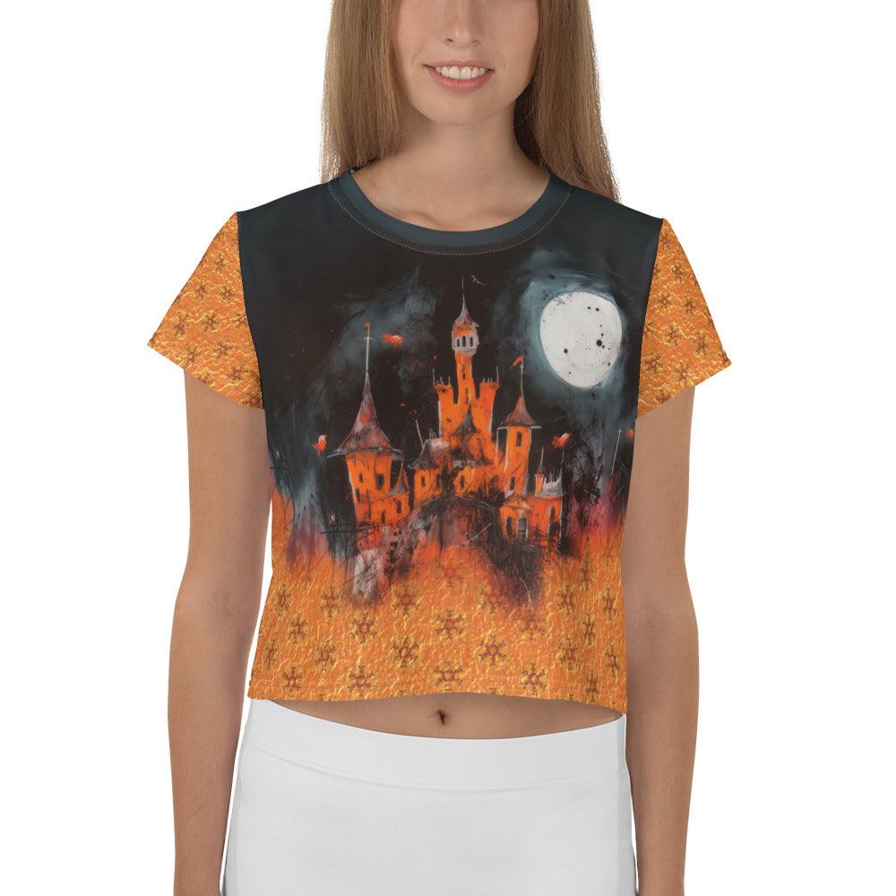 Gothic Halloween Roses Crop Tee - Beyond T-shirts