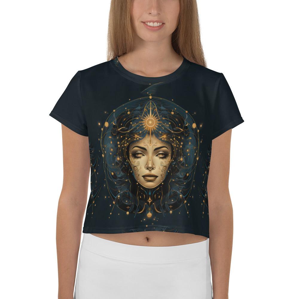 Harmony in Diversity: Abstract Women Painting Crop Tee - Beyond T-shirts