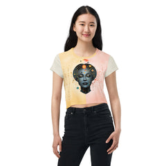 Empowering Expressions: Abstract Women Painting Crop T-Shirt - Beyond T-shirts