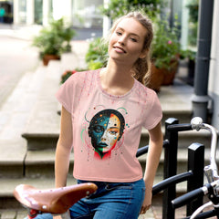 Abstract Grace Unveiled: Women's Art Crop Tee - Beyond T-shirts