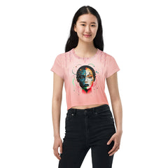 Abstract Grace Unveiled: Women's Art Crop Tee - Beyond T-shirts