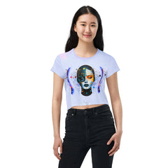 Abstract Goddesses in Harmony: Women's Painting Crop Tee - Beyond T-shirts