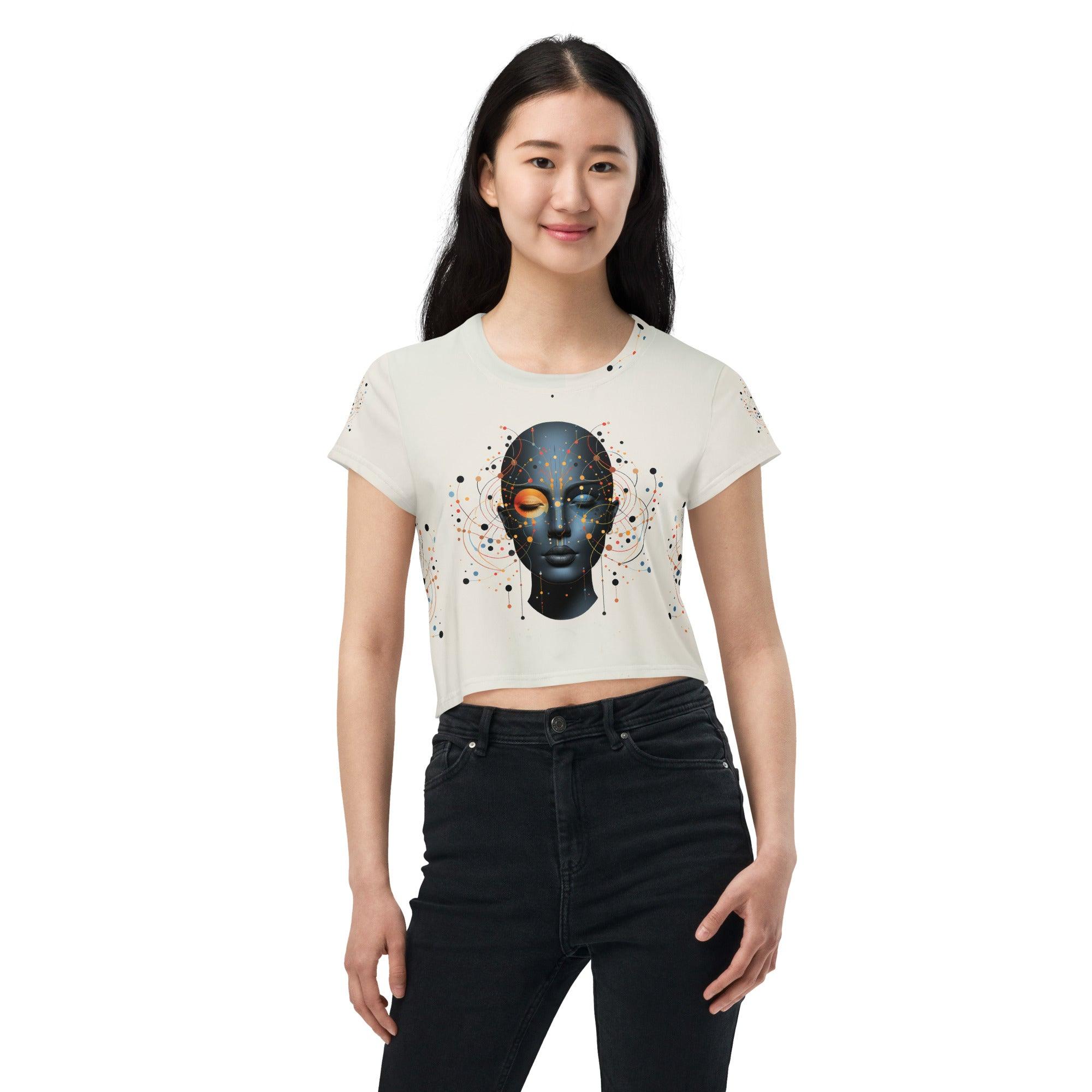 Empowerment in Abstract Elegance: Women's Art Crop T-Shirt - Beyond T-shirts