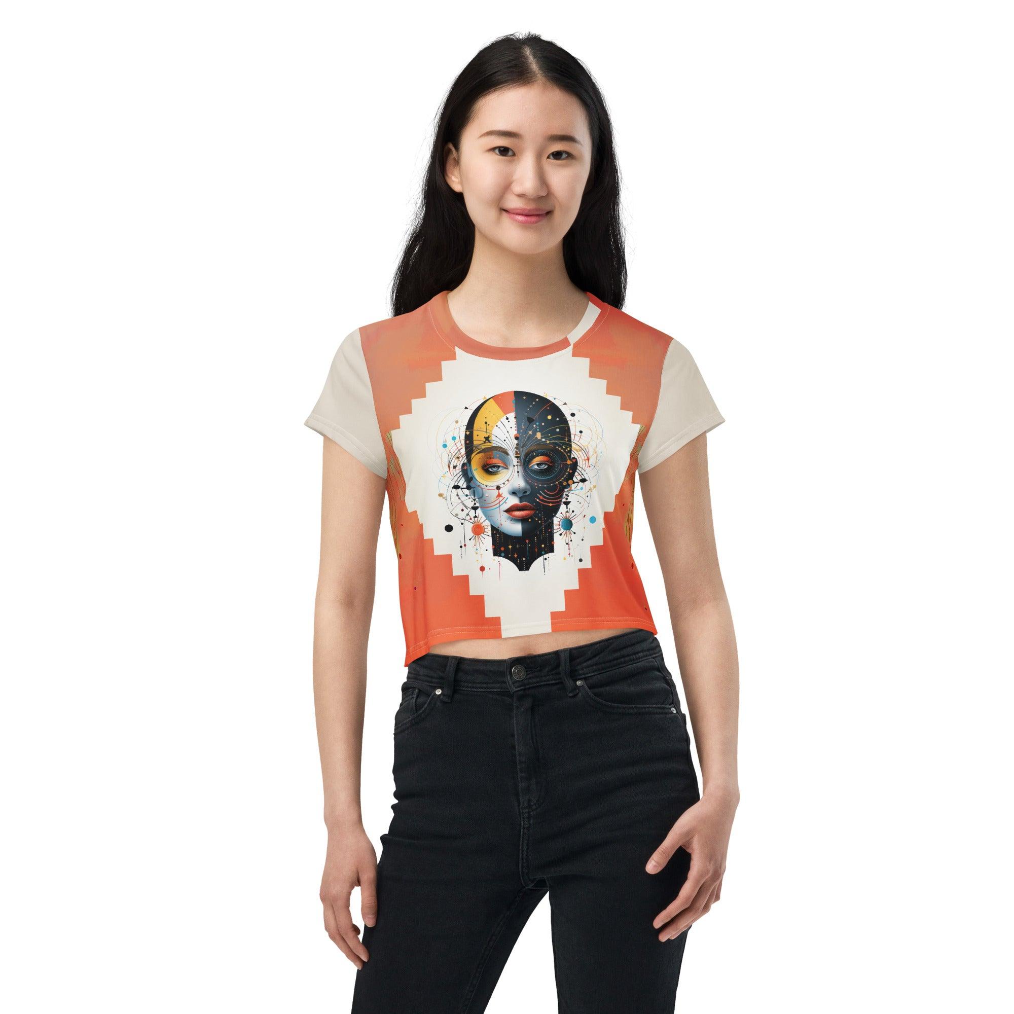 Abstract Beauty in Diversity: Women's Painting Crop Tee - Beyond T-shirts