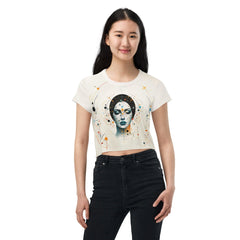 Elegance in Abstraction: Women's Art Crop T-Shirt - Beyond T-shirts