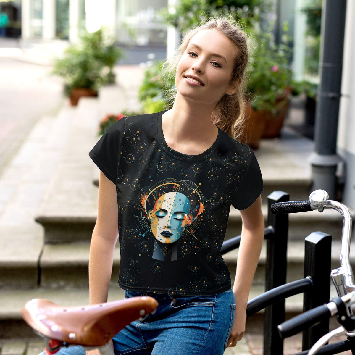 Abstract Elegance Unveiled: Women's Art Crop T-Shirt - Beyond T-shirts