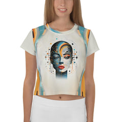 Empowering Expressions in Abstraction: All-Over Women's Crop Tee - Beyond T-shirts