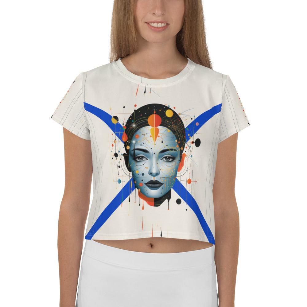 Feminine Energy in Abstract Beauty: Women's Crop Tee - Beyond T-shirts