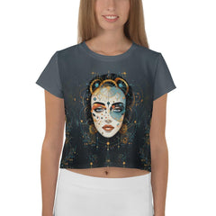 Empowerment in Abstract Elegance All-Over Women's Crop T-Shirt - Beyond T-shirts