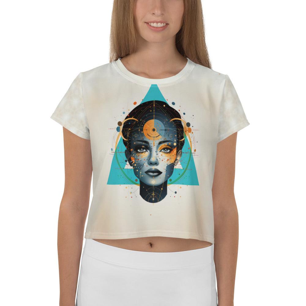 Elegance in Abstraction: Women's Painting Crop Tee - Beyond T-shirts