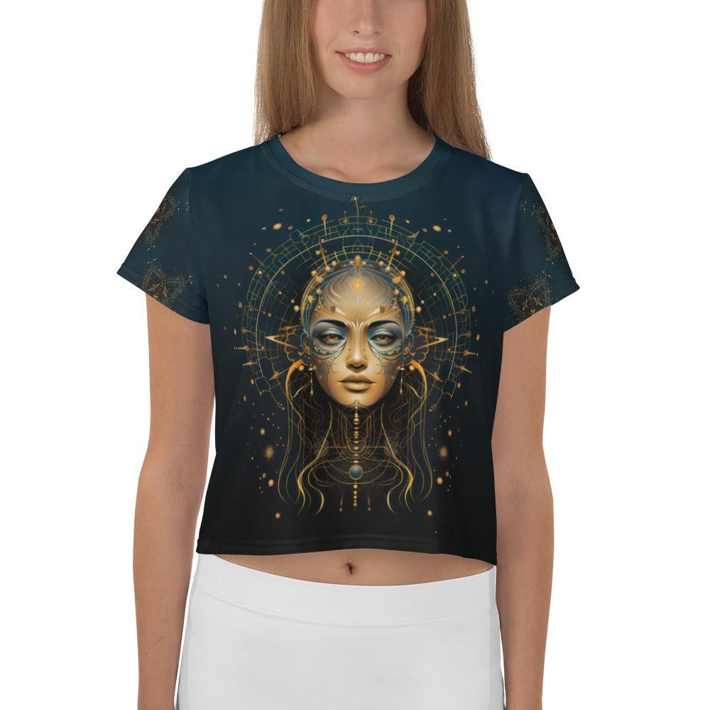 Empowerment in Abstraction: Women's Strength Crop Tee - Beyond T-shirts