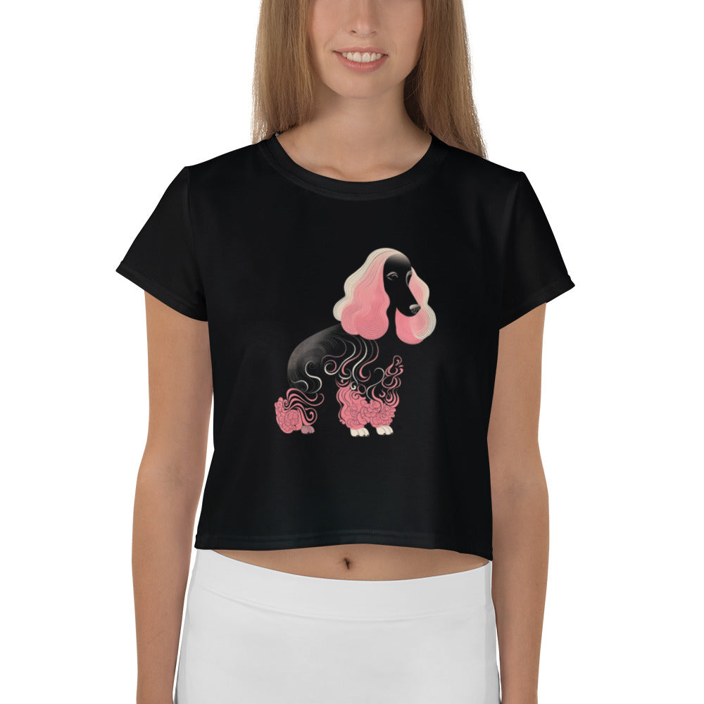 Whimsical Wolf Whirl Women's Crop T-Shirt