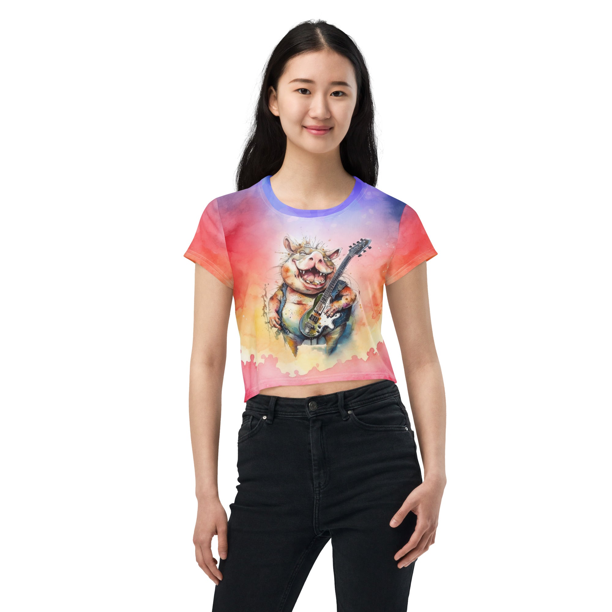 Women's Crop Top with Zookeeper Design"