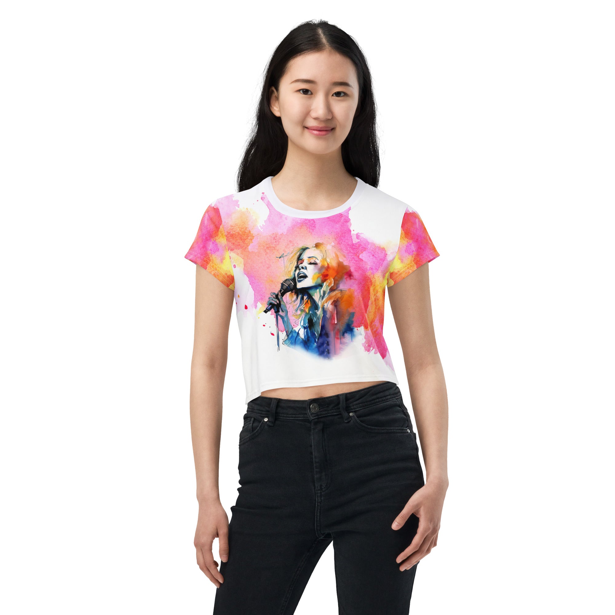 Women's Crop Top with Hippie Design