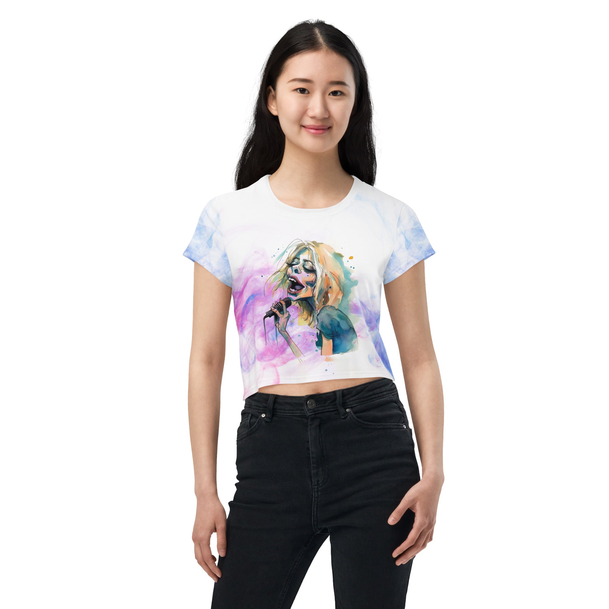 Imaginative Ice Skater Illusion Women's Crop Top