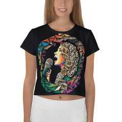 Rhythmic Reverberations All-Over Print Crop T-Shirts