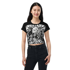 Harmony Haven All-Over Print Crop T-Shirts