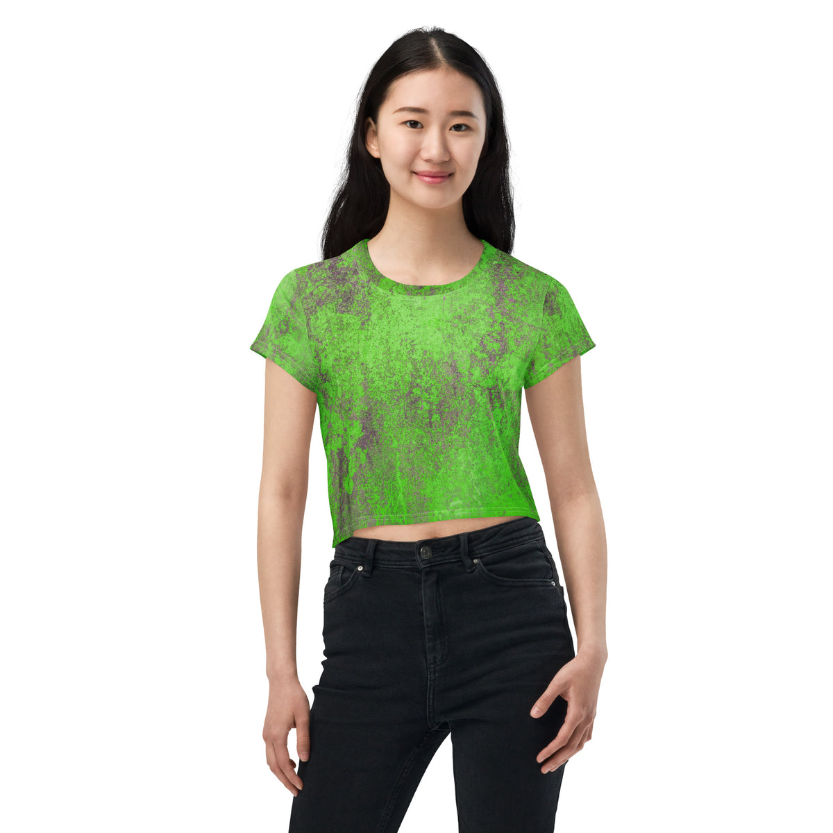 Weathered Stone All-Over Print Crop T-Shirt