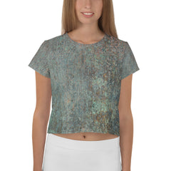 Futuristic Silver All-Over Print Crop Top