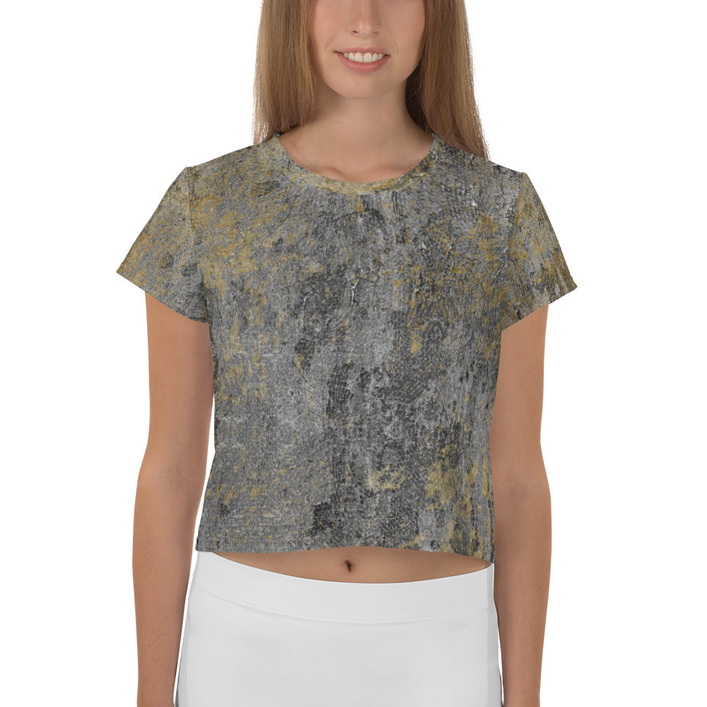 Galactic Silver All-Over Print Crop Top